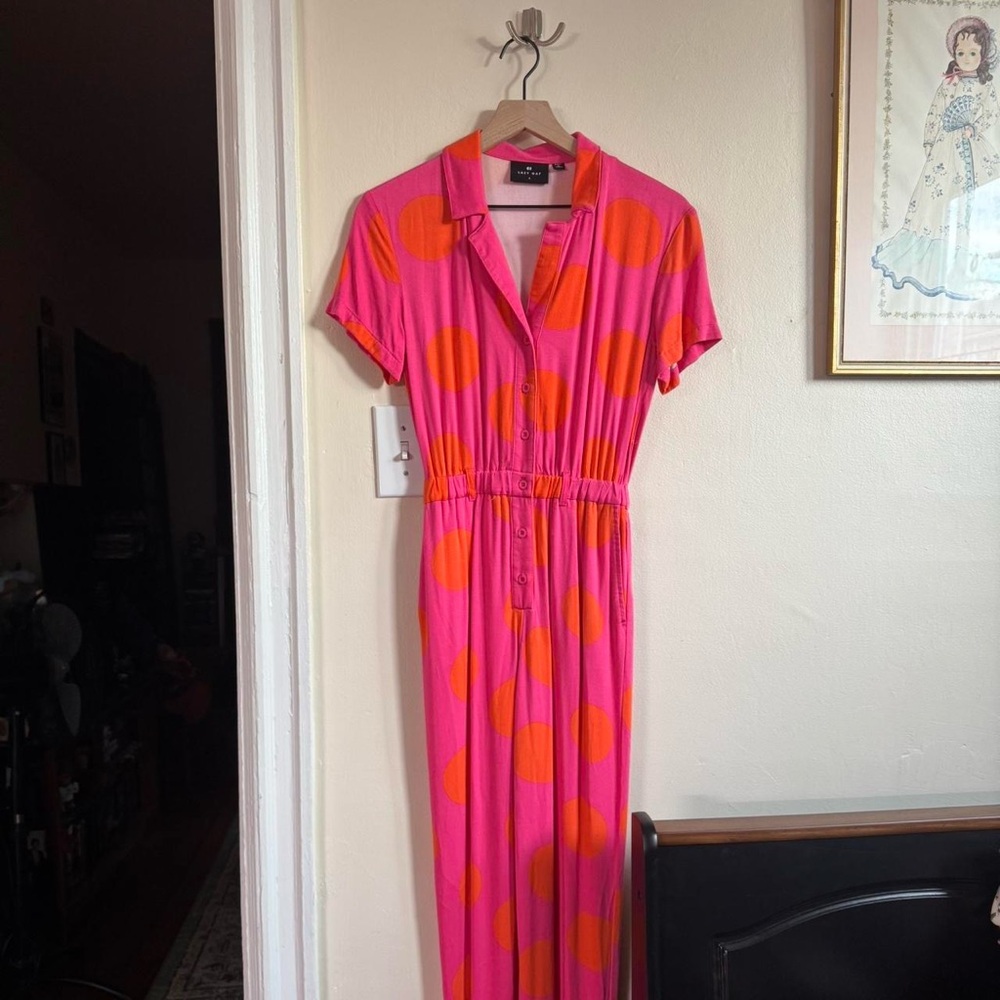 ❌SOLD DO NOT BUY❌Lazy Oaf Pink and Orange Polka Dot Romper
